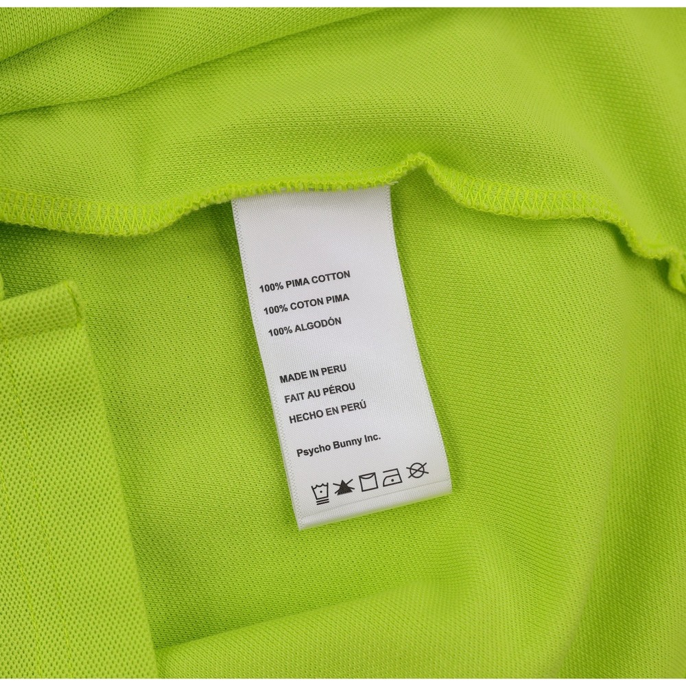 Psycho Bunny Polo Shirt Mens 4 (Small) Lime Green Pima Cotton Short Sleeve - Picture 6 of 10